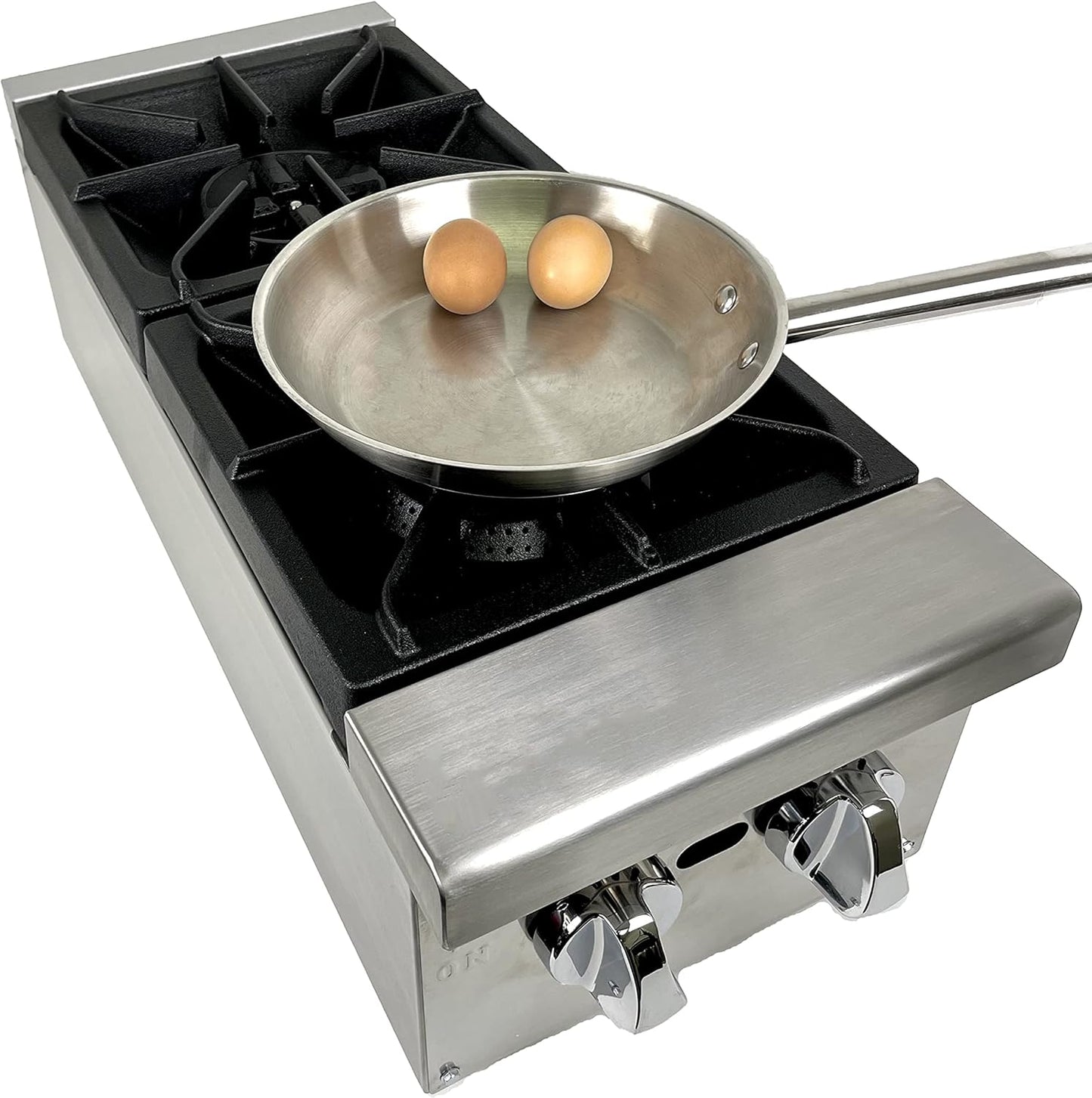 12-Inch Commercial Heavy Duty Gas Hotplate with Two Burners, 50,000 BTU - For Countertop Use