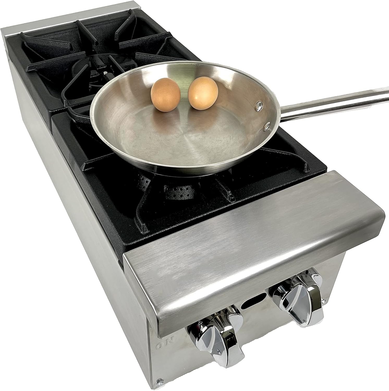 12-Inch Commercial Heavy Duty Gas Hotplate with Two Burners, 50,000 BTU - For Countertop Use