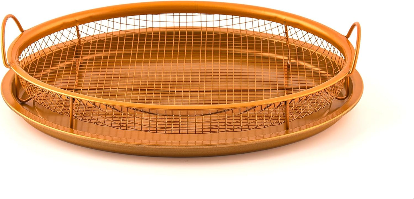 12-inch Copper Tone Ceramic Non-Stick Crisper Pan by MASTERPAN