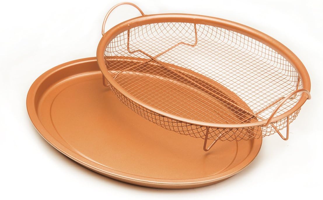 12-inch Copper Tone Ceramic Non-Stick Crisper Pan by MASTERPAN