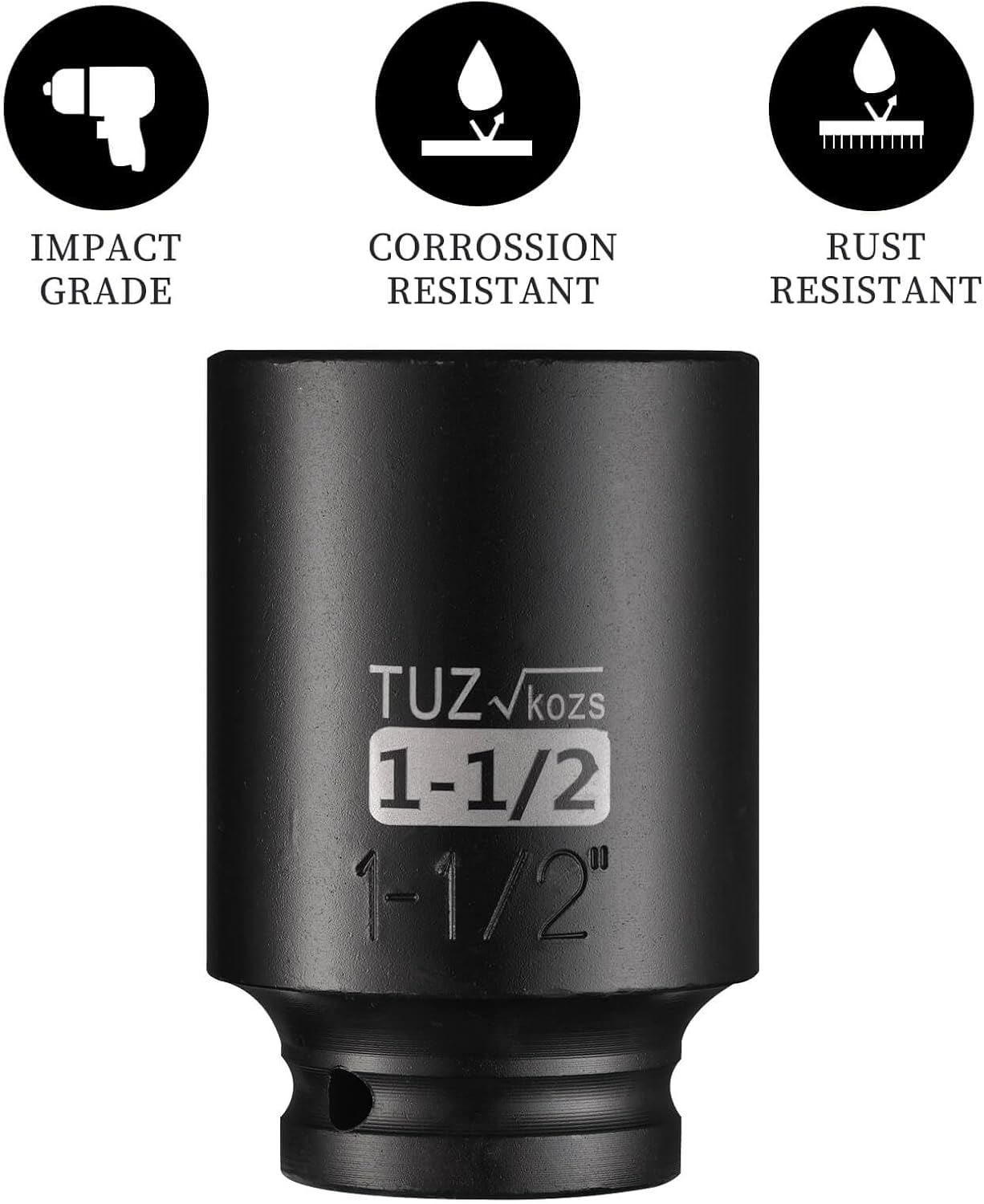 1/2-Inch Drive 1-1/2 Deep Impact Hex Socket - Metric, 6-Point Design, Chrome Moly Steel