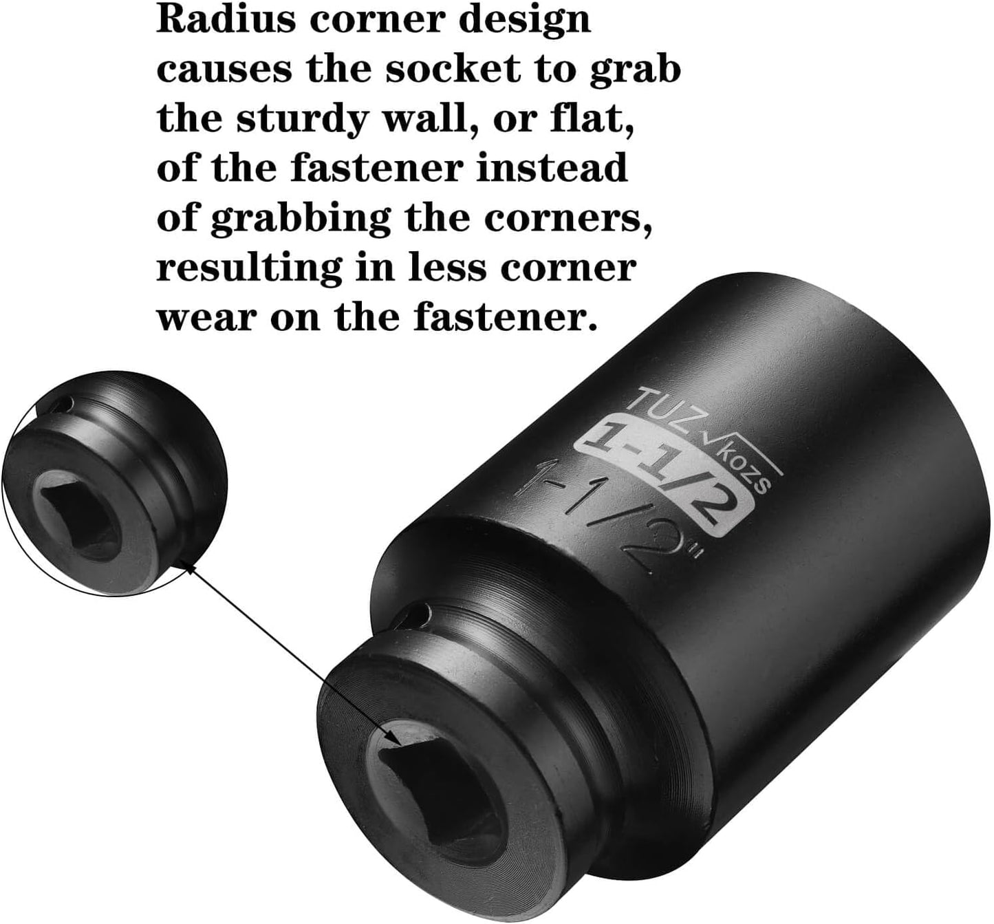 1/2-Inch Drive 1-1/2 Deep Impact Hex Socket - Metric, 6-Point Design, Chrome Moly Steel