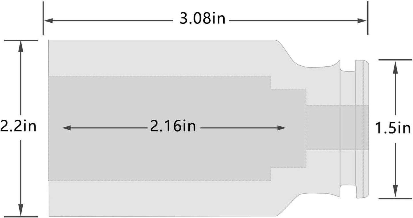 1/2-Inch Drive 1-1/2 Deep Impact Hex Socket - Metric, 6-Point Design, Chrome Moly Steel