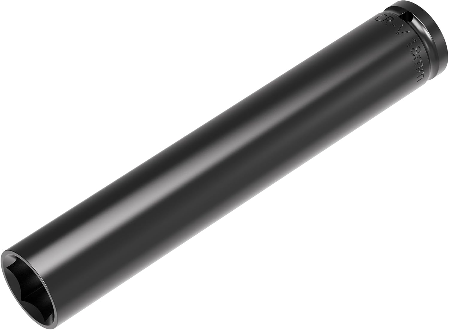 1/2 Inch Drive 18mm Deep Impact Socket, Heat-Treated CR-V Steel, 6-Point Metric Sizes - 6 Inch Length