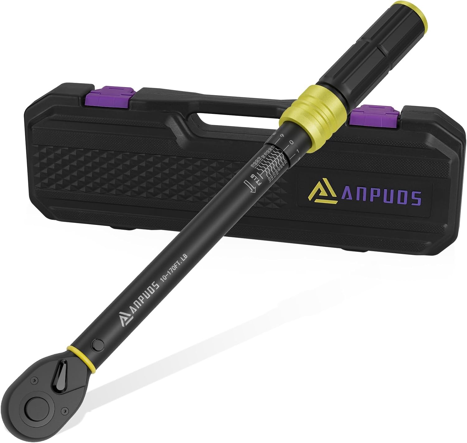 1/2-Inch Drive Click Torque Wrench 10-170 Ft-Lb/13.6-230.5 Nm Dual-Direction 72-Tooth Dual Range Scales Quick Release Reversible Head