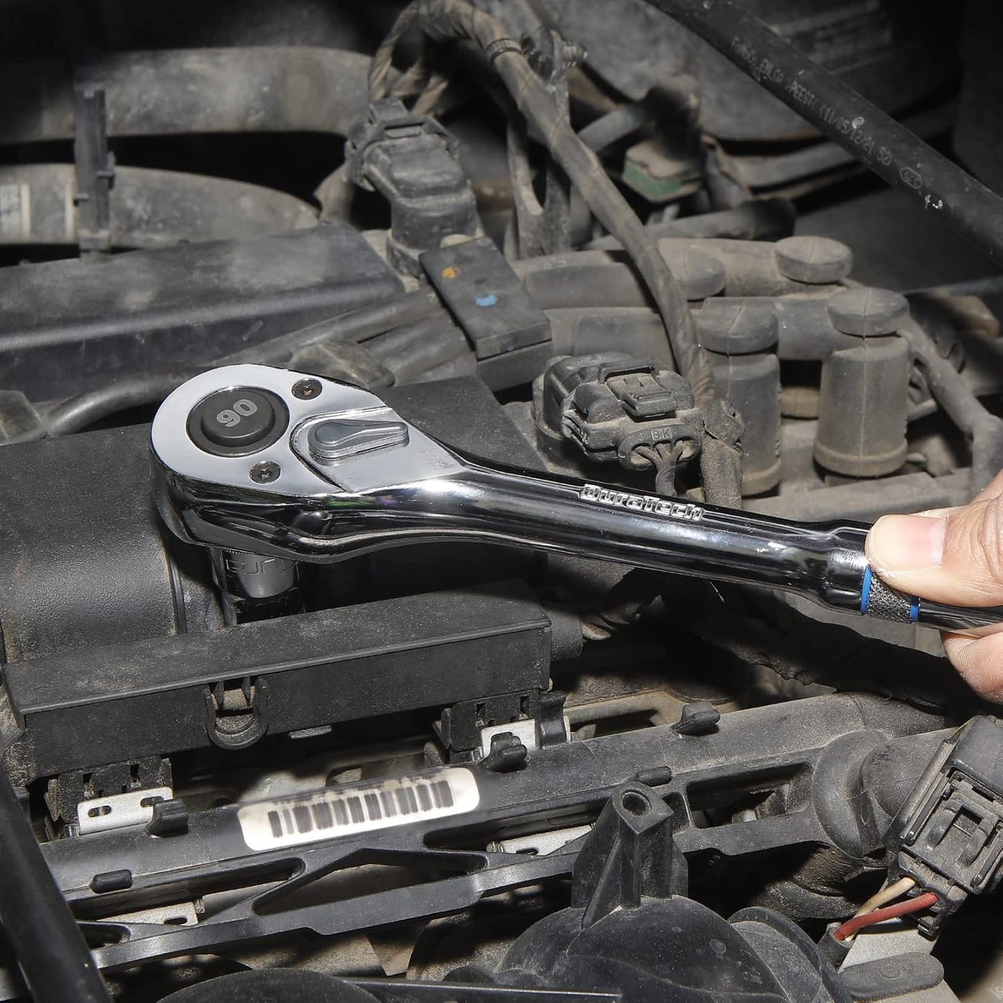 1/2-Inch Drive Ratchet with Silicone License Plate Frames, 90-Tooth Quick-release Wrench for Car, Rust Proof Plate Cover Kit