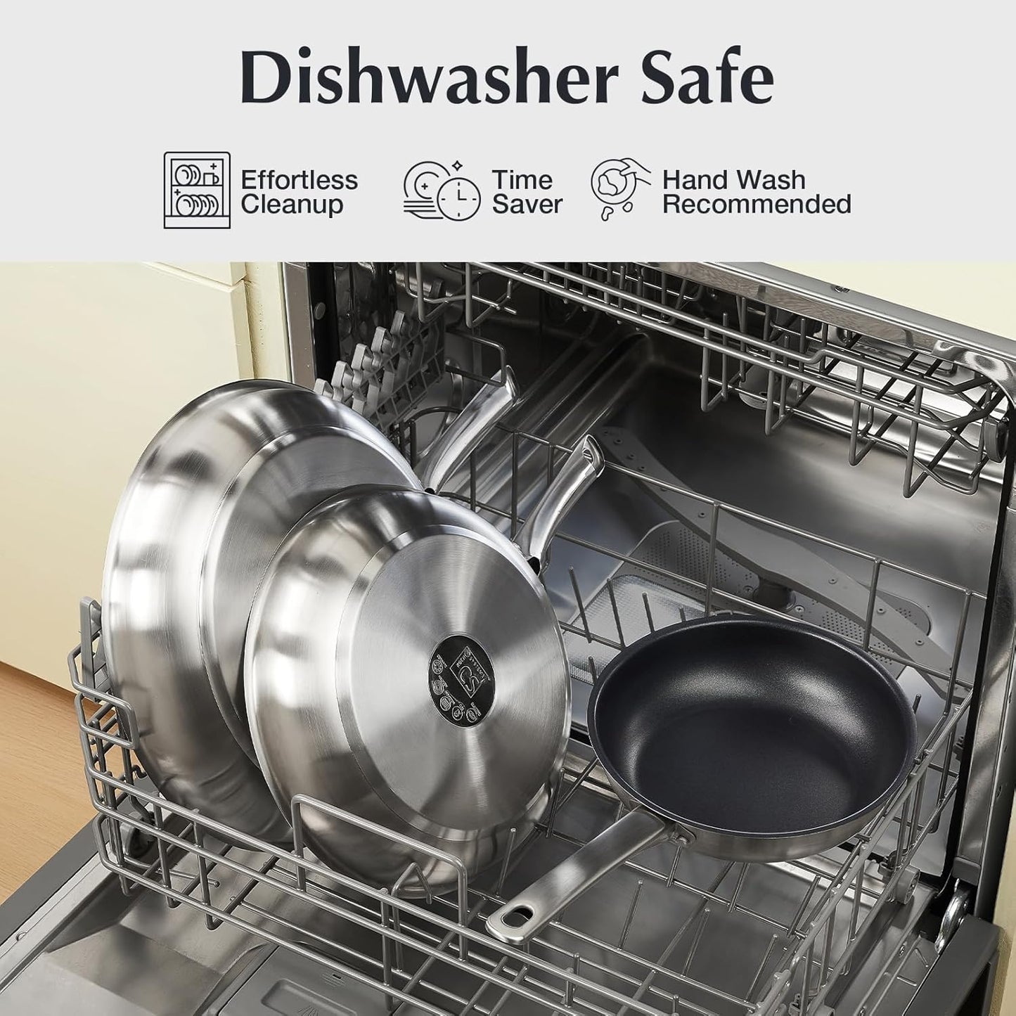 12 Inch Non-Stick Stainless Steel Pan with Stay-Cool Handle for Professional Cooking - Induction & Oven Safe