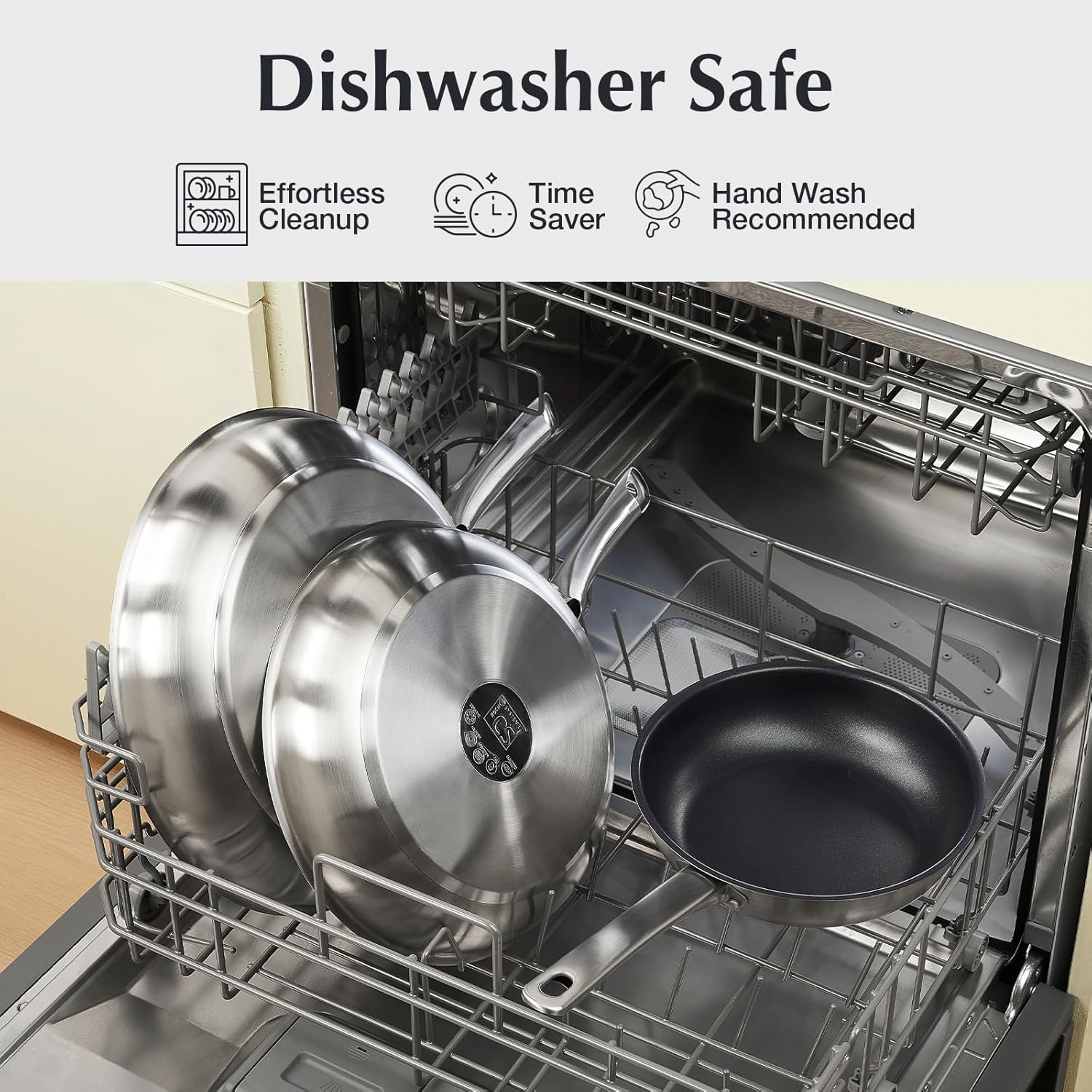 12 Inch Non-Stick Stainless Steel Pan with Stay-Cool Handle for Professional Cooking - Induction & Oven Safe