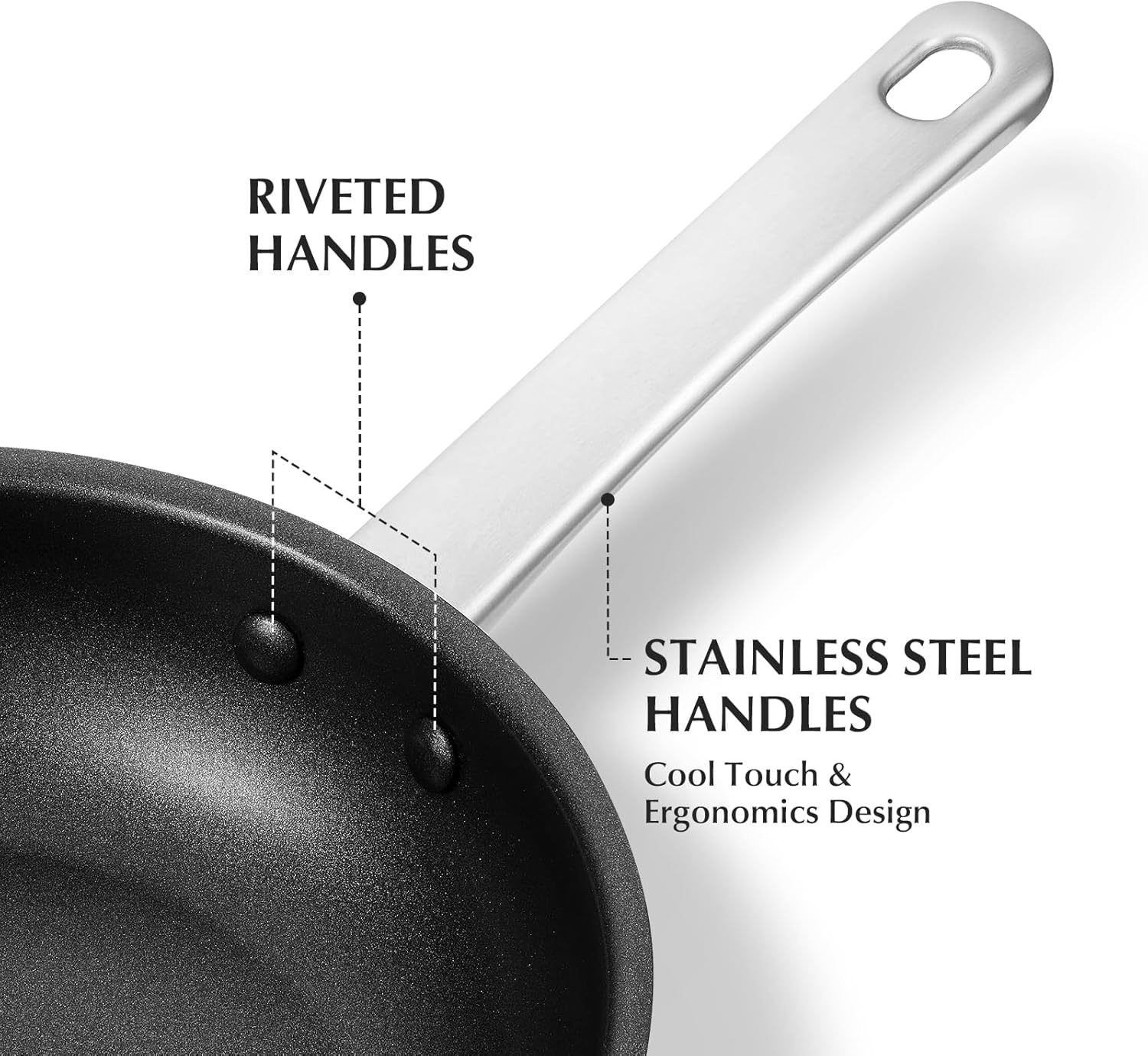 12 Inch Non-Stick Stainless Steel Pan with Stay-Cool Handle for Professional Cooking - Induction & Oven Safe