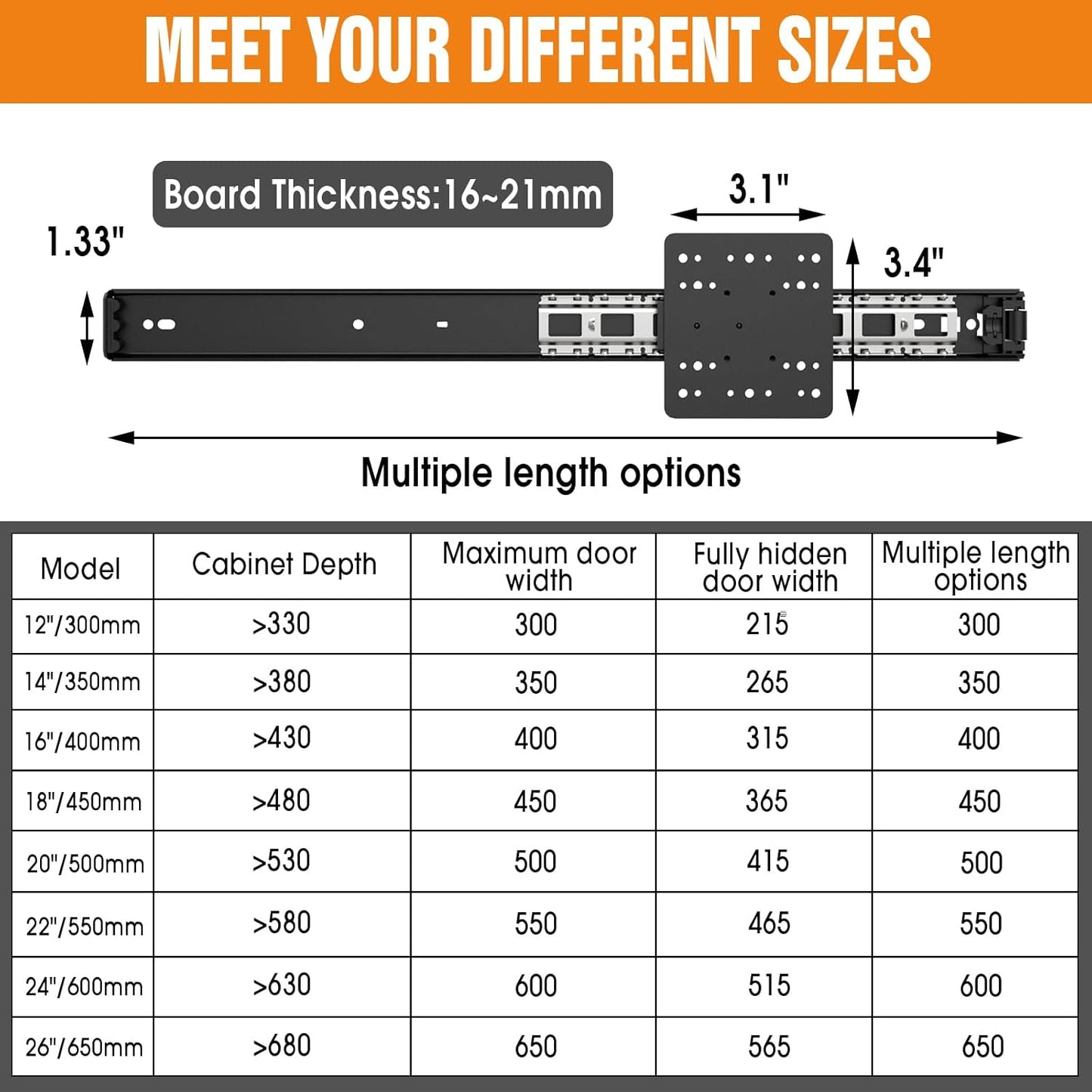 12-Inch Pisman Pocket Door Slides and Hinges Hardware Set for Inset Cabinets and Disappearing Doors