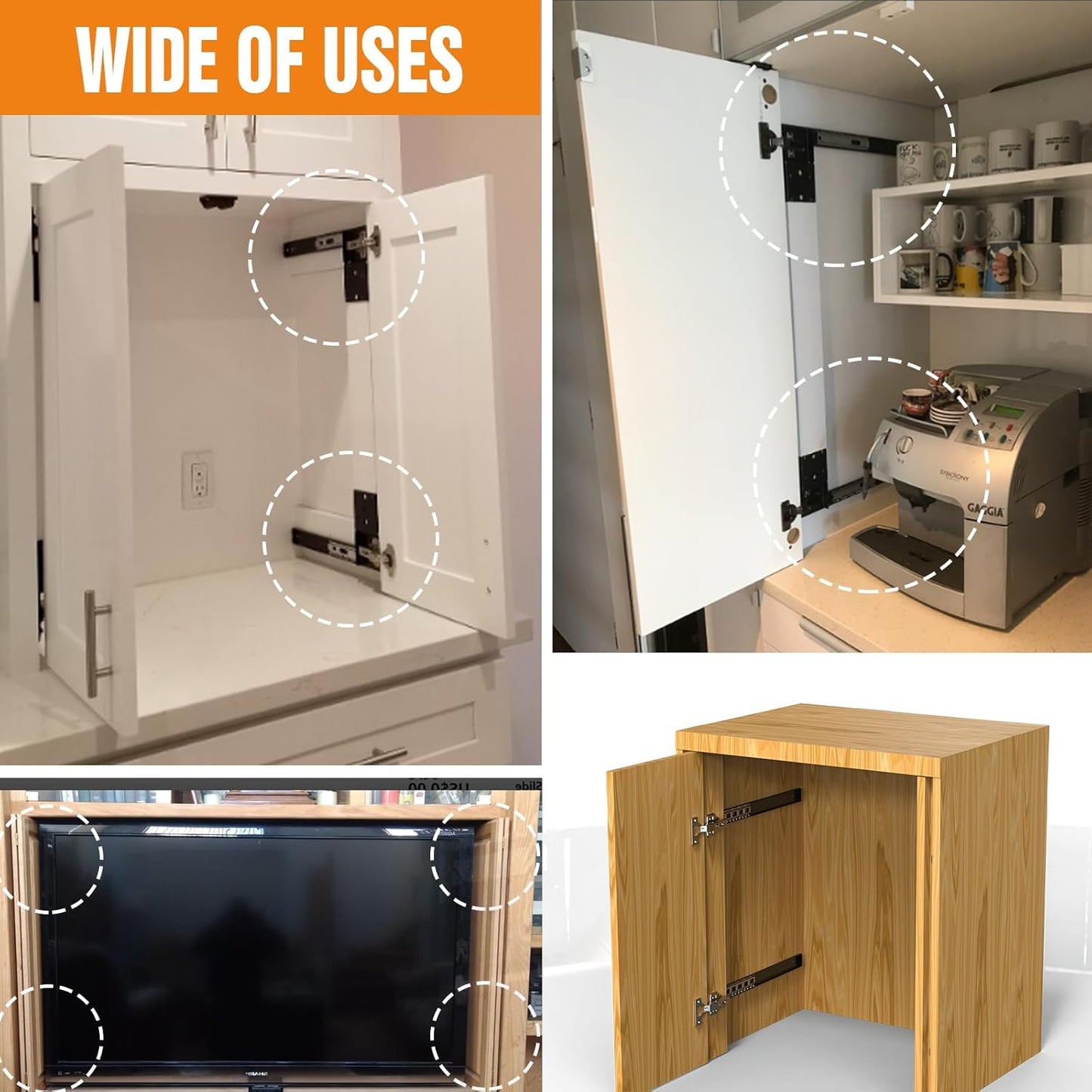 12-Inch Pisman Pocket Door Slides and Hinges Hardware Set for Inset Cabinets and Disappearing Doors