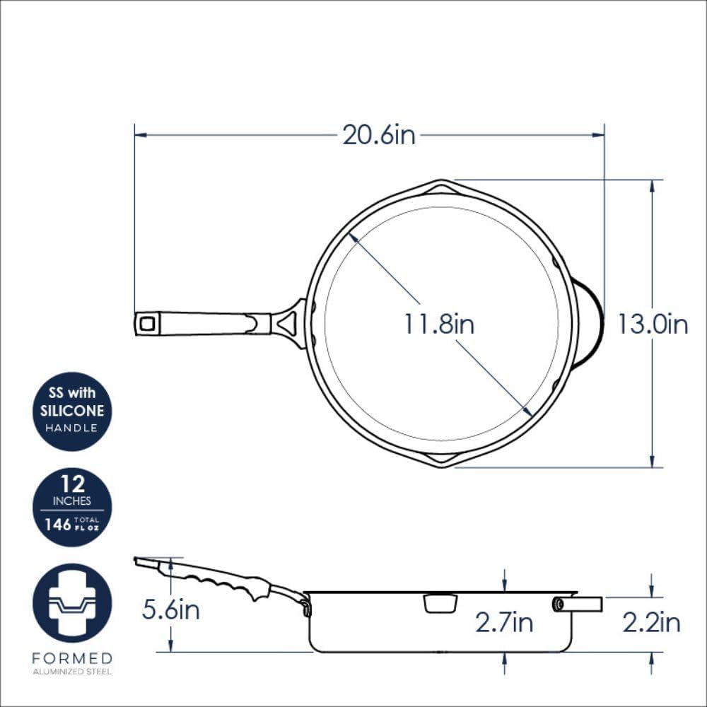12-Inch Skillet with Ceramic Coating by Nordic Ware - Verde Aluminized Steel Cookware