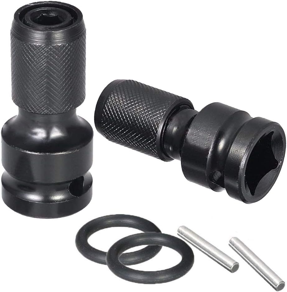 1/2 Inch Square Drive to 1/4 Inch Hex Socket Adapter Set for Impact Wrench - Pack of 2