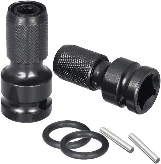 1/2 Inch Square Drive to 1/4 Inch Hex Socket Adapter Set for Impact Wrench - Pack of 2