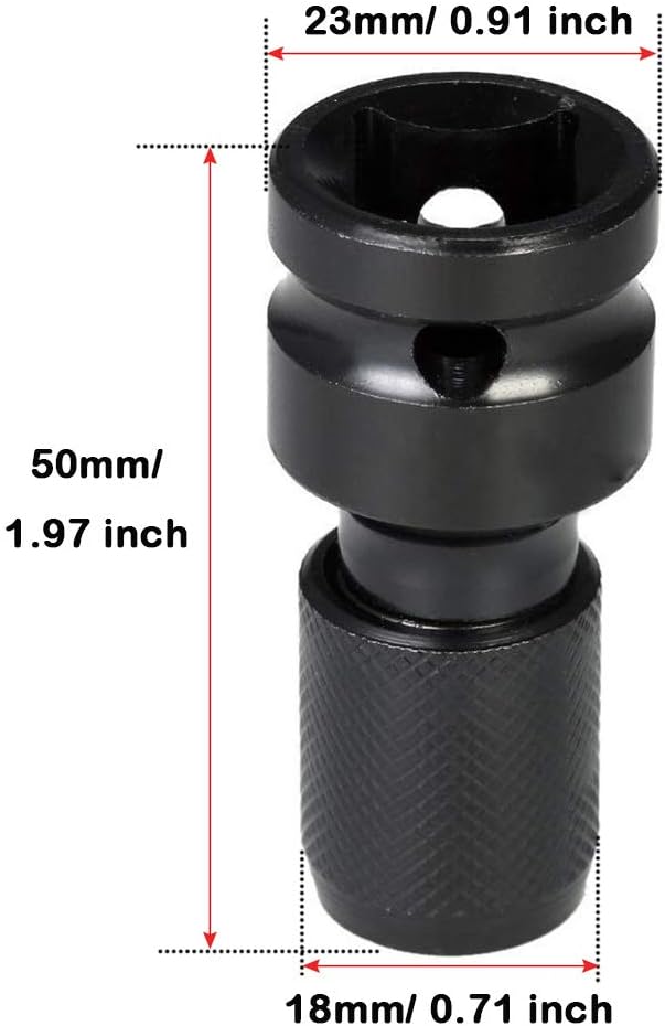 1/2 Inch Square Drive to 1/4 Inch Hex Socket Adapter Set for Impact Wrench - Pack of 2