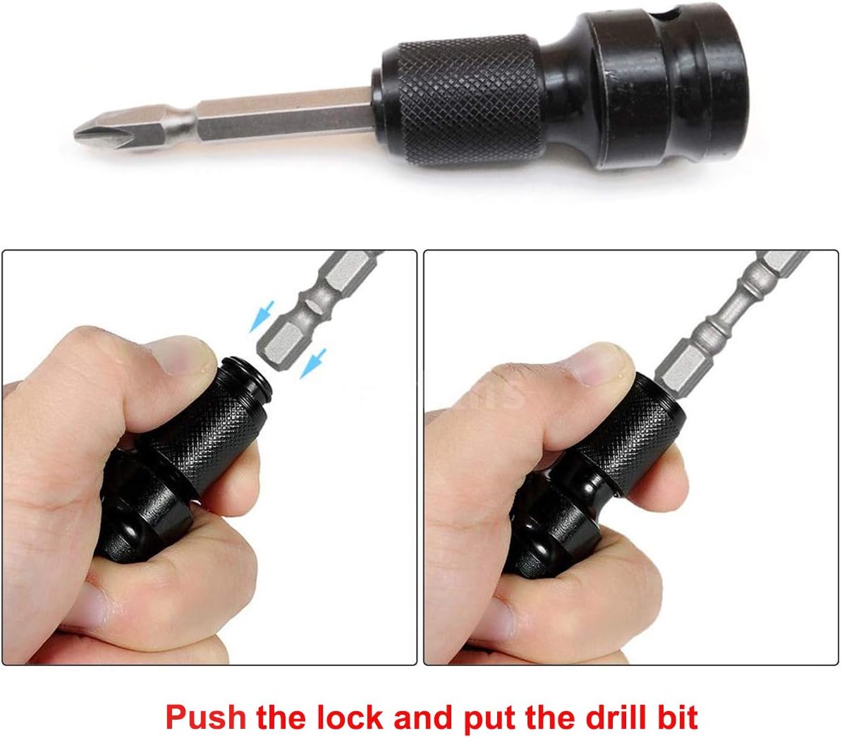 1/2 Inch Square Drive to 1/4 Inch Hex Socket Adapter Set for Impact Wrench - Pack of 2