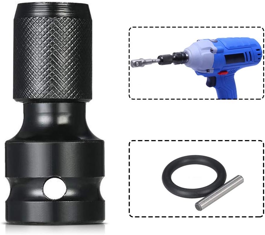 1/2 Inch Square Drive to 1/4 Inch Hex Socket Adapter Set for Impact Wrench - Pack of 2