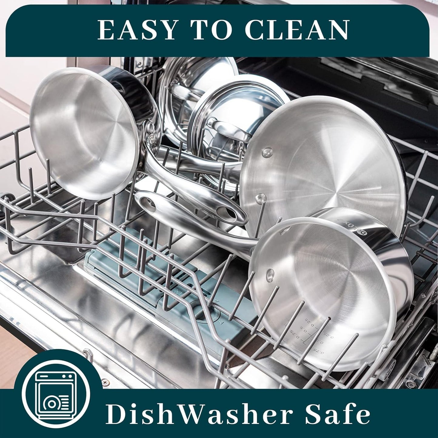 12 Inch Stainless Steel Skillet Frying Pan with Lid, Stay-Cool Handle - 5qt Deep Sauté Pan for Deep-Fry, Braise, Stew - Induction Gas Stove Compatible