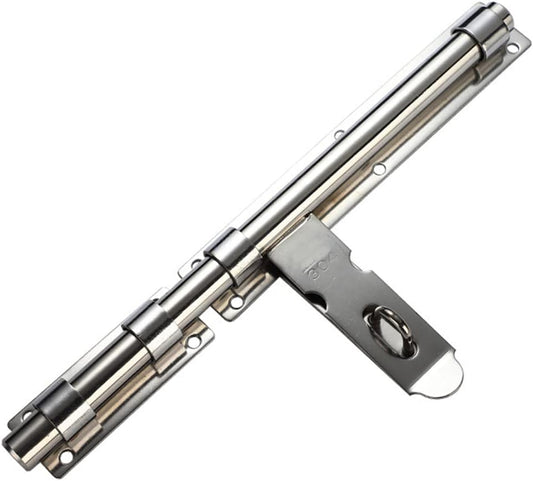 12 Inch Stainless Steel Sliding Door Bolt Lock for Security - Padlock Clasp, Lockable Latch for Garden Shed & Wooden Gates - WildKart