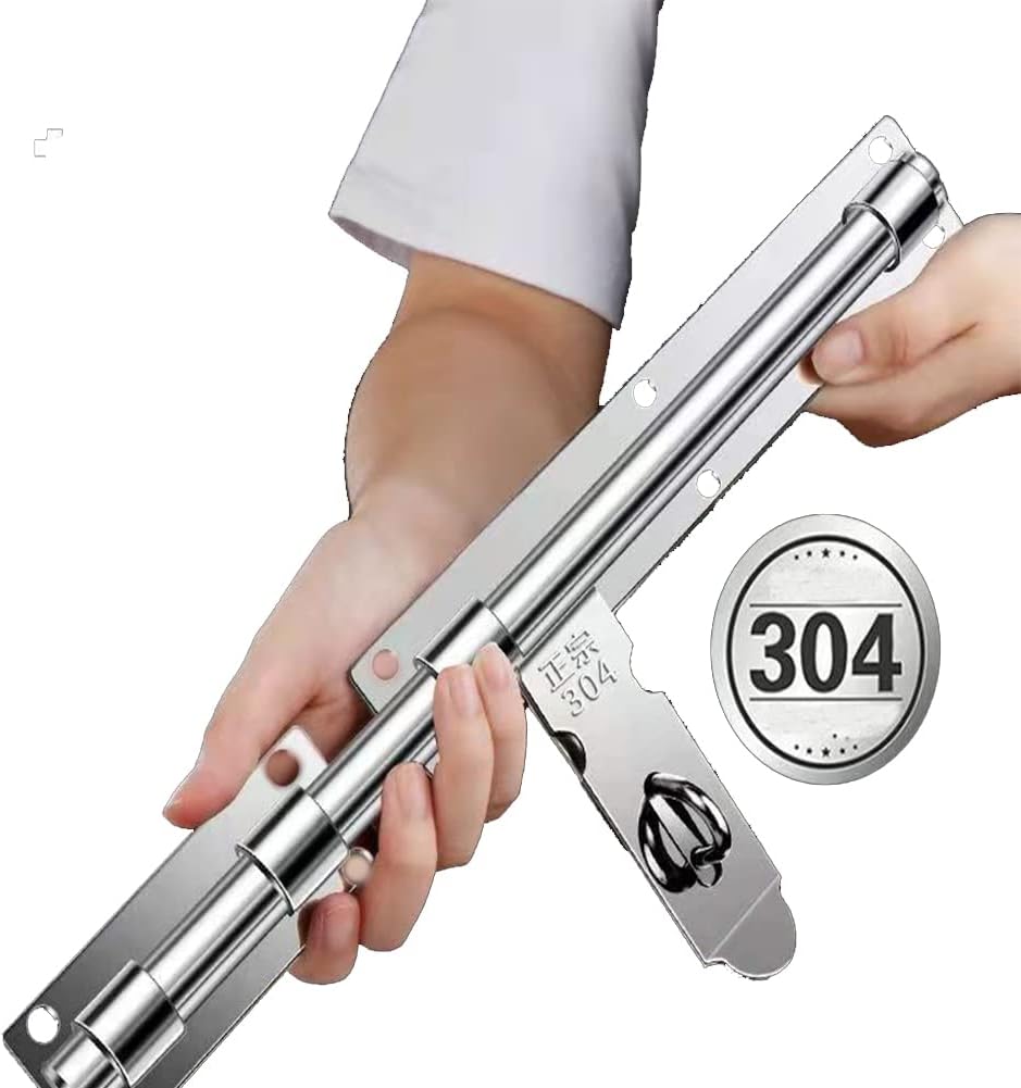 12 Inch Stainless Steel Sliding Door Bolt Lock for Security - Padlock Clasp, Lockable Latch for Garden Shed & Wooden Gates - WildKart