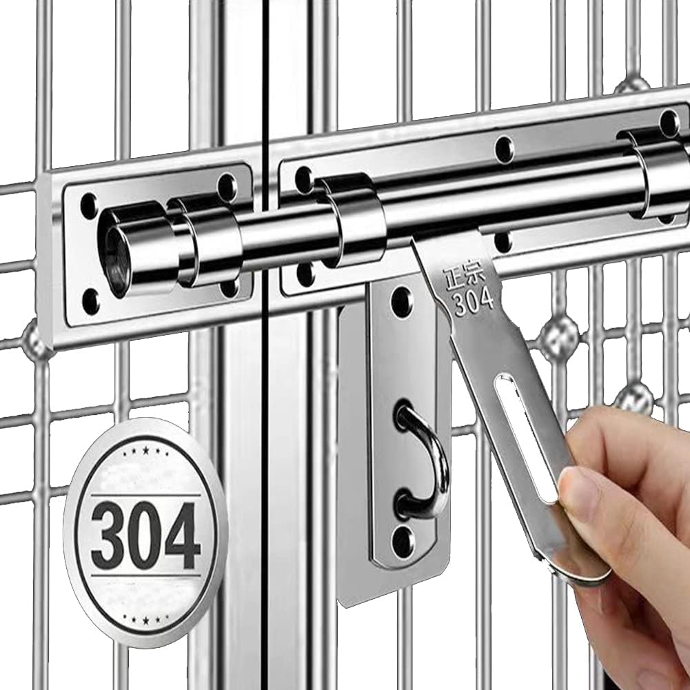 12 Inch Stainless Steel Sliding Door Bolt Lock for Security - Padlock Clasp, Lockable Latch for Garden Shed & Wooden Gates - WildKart