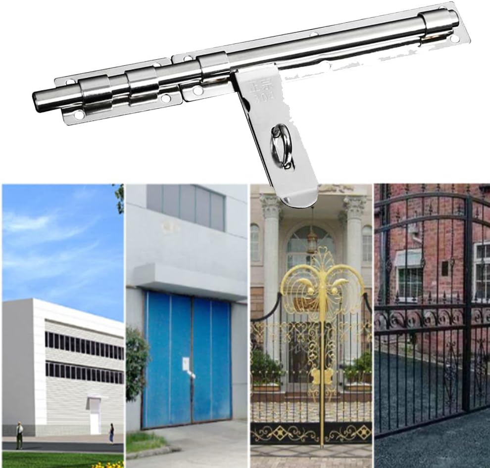 12 Inch Stainless Steel Sliding Door Bolt Lock for Security - Padlock Clasp, Lockable Latch for Garden Shed & Wooden Gates - WildKart