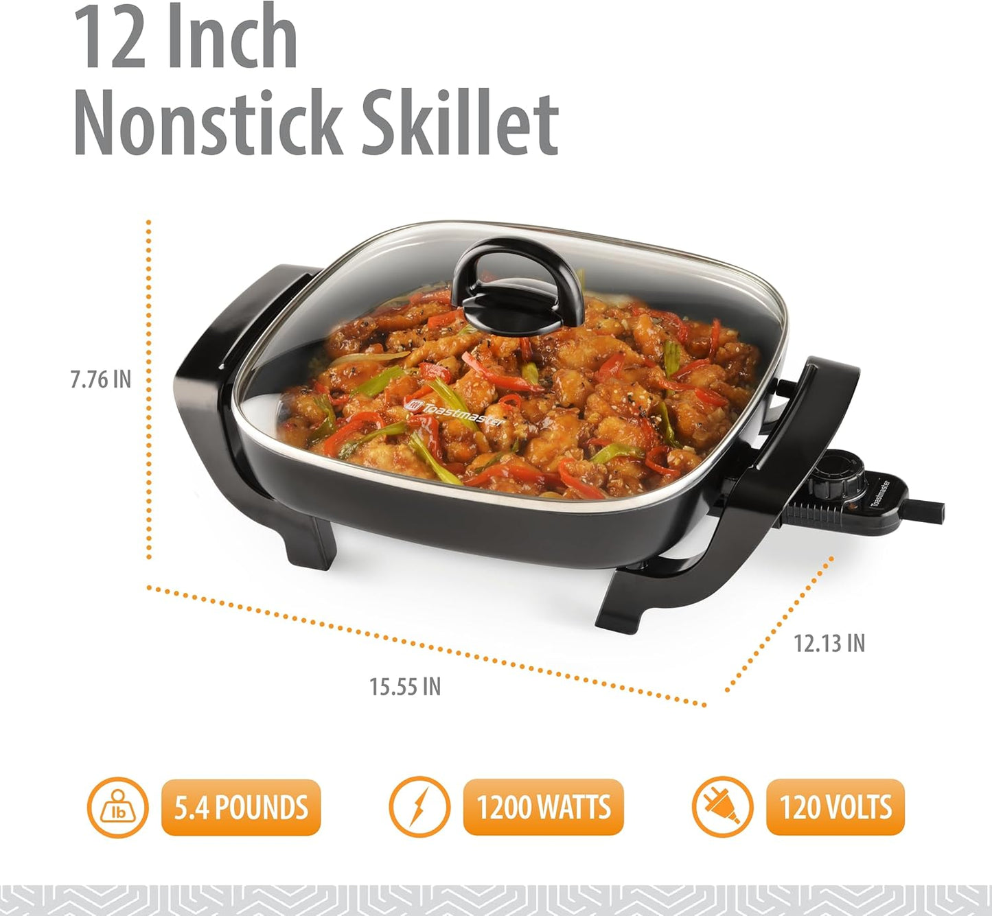 12 Inch Toastmaster Nonstick Skillet - Durable and Easy to Clean