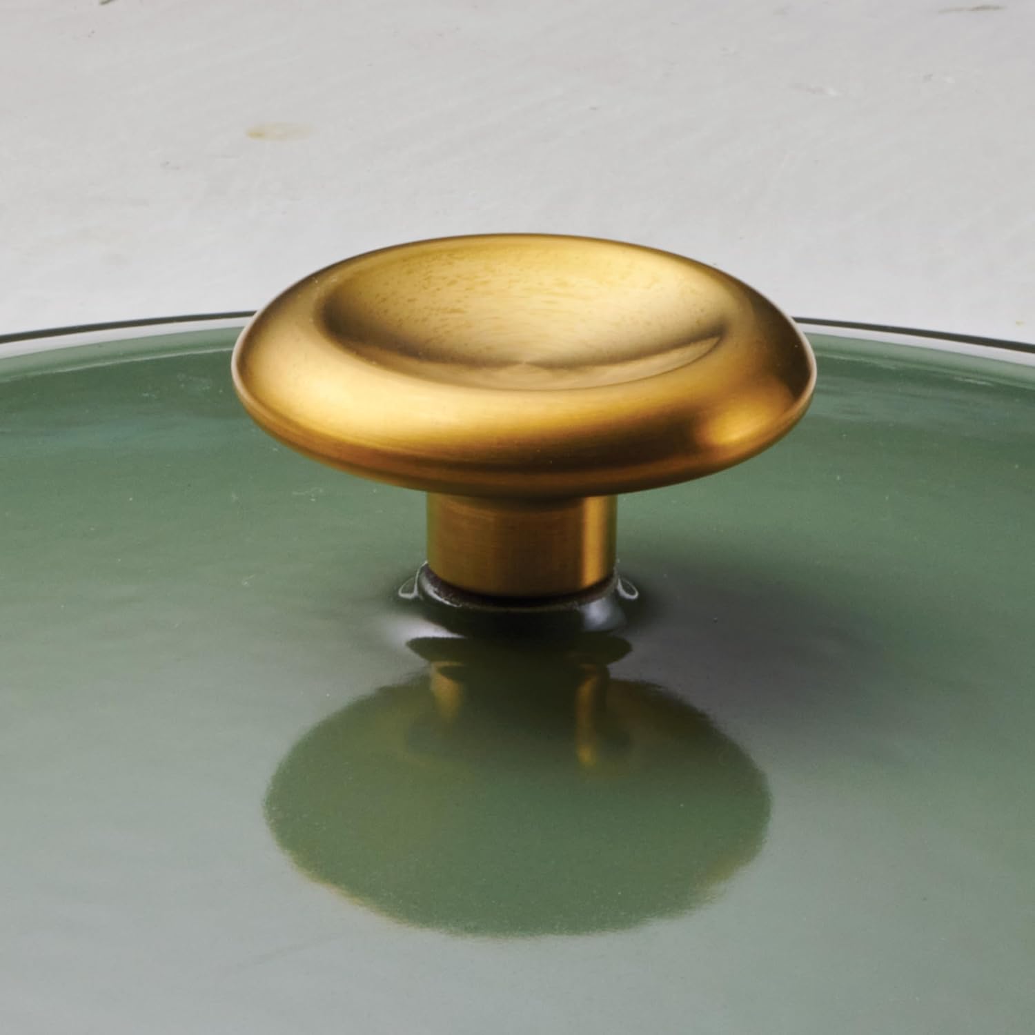 12-inch Tramontina Enameled Cast Iron Skillet with Lid and Gold Knob in Cactus Green Color