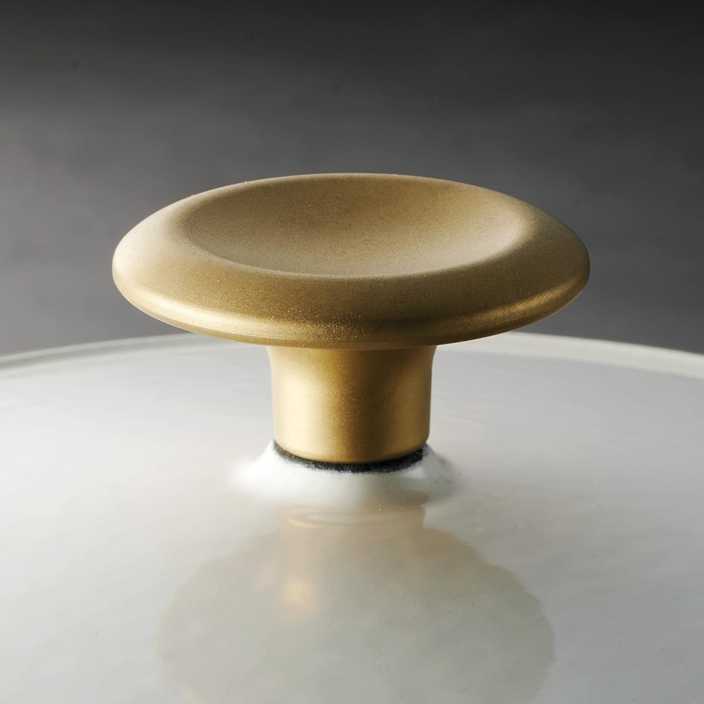 12-inch Tramontina Enameled Cast Iron Skillet with Lid - Latte Color and Gold Knob