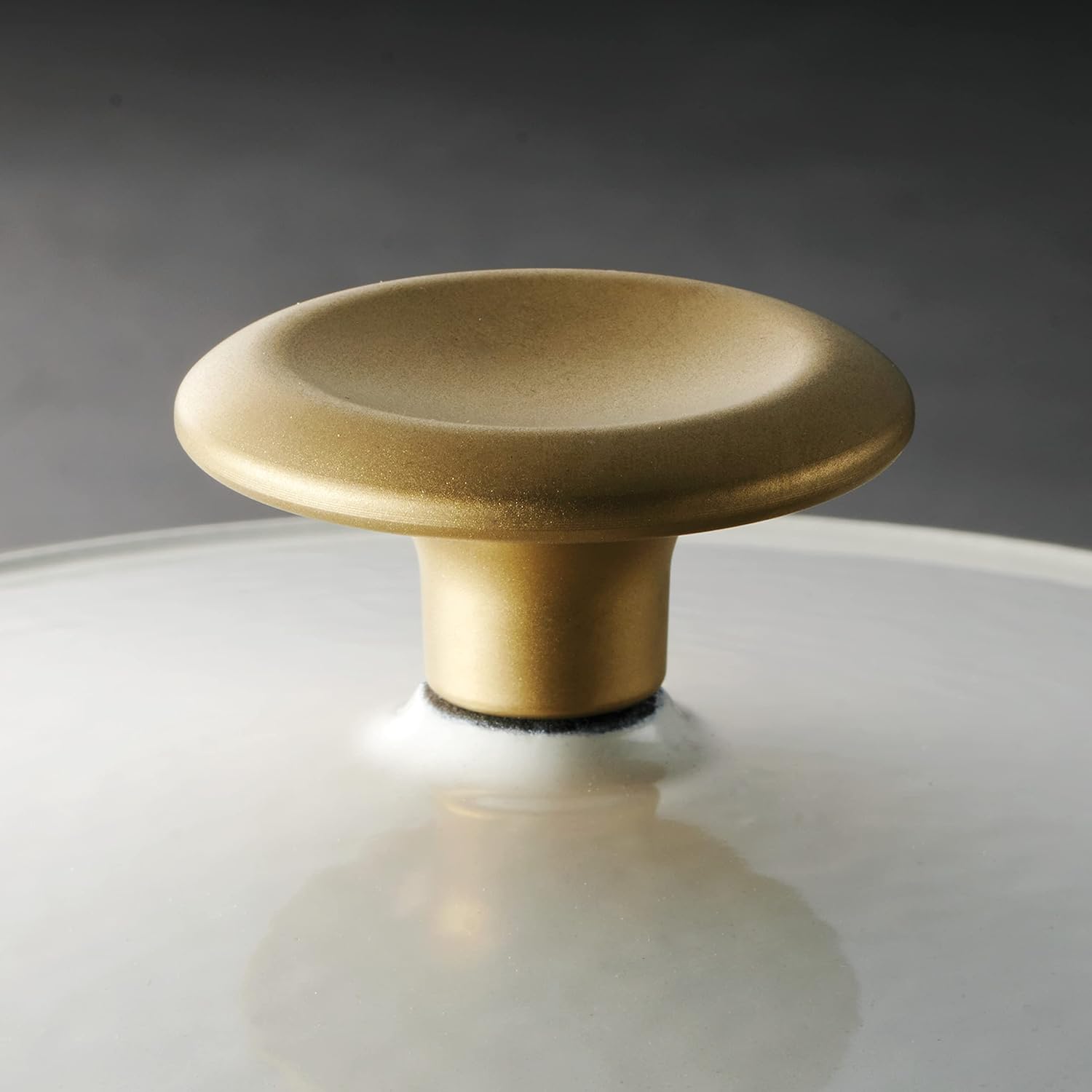 12-inch Tramontina Enameled Cast Iron Skillet with Lid - Latte Color and Gold Knob