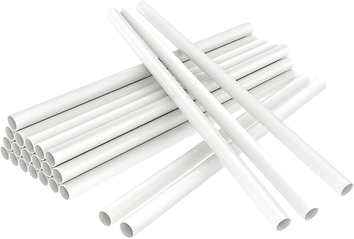 12 Inch White Plastic Cake Dowel Rods for Tiered Cake Construction and Stacking - Pack of 12