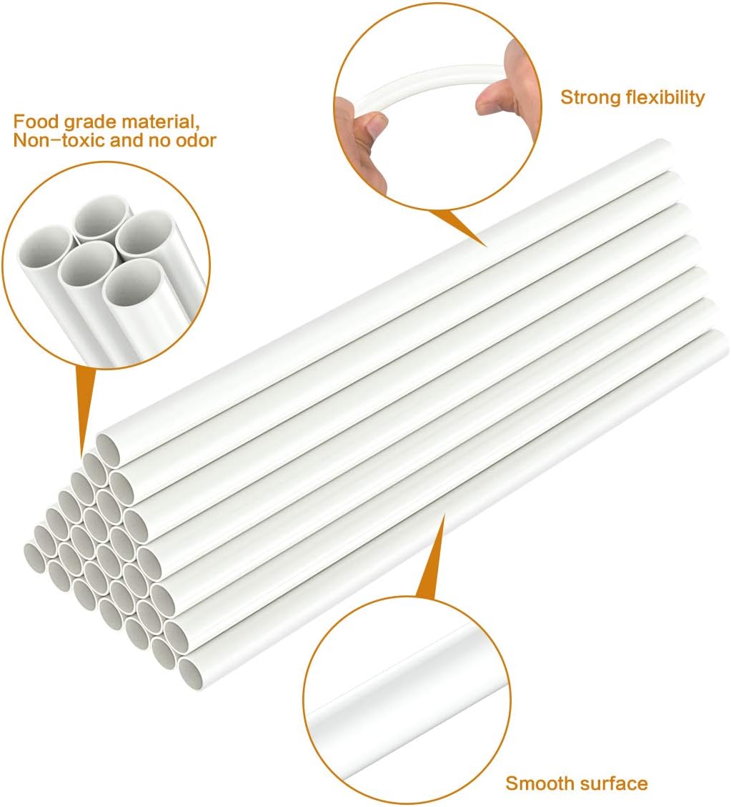 12 Inch White Plastic Cake Dowel Rods for Tiered Cake Construction and Stacking - Pack of 12