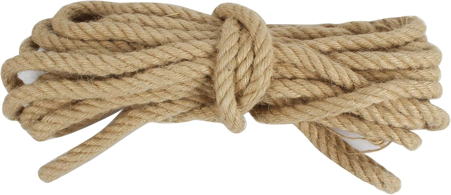 1/2 Inch X 25 Ft DEDU Hemp Rope - Twisted 4 Strand Natural Manila Rope for Crafts, Camping, DIY Projects - Heavy Duty Multipurpose Rope for Swing Bed, Tug of War, Docks