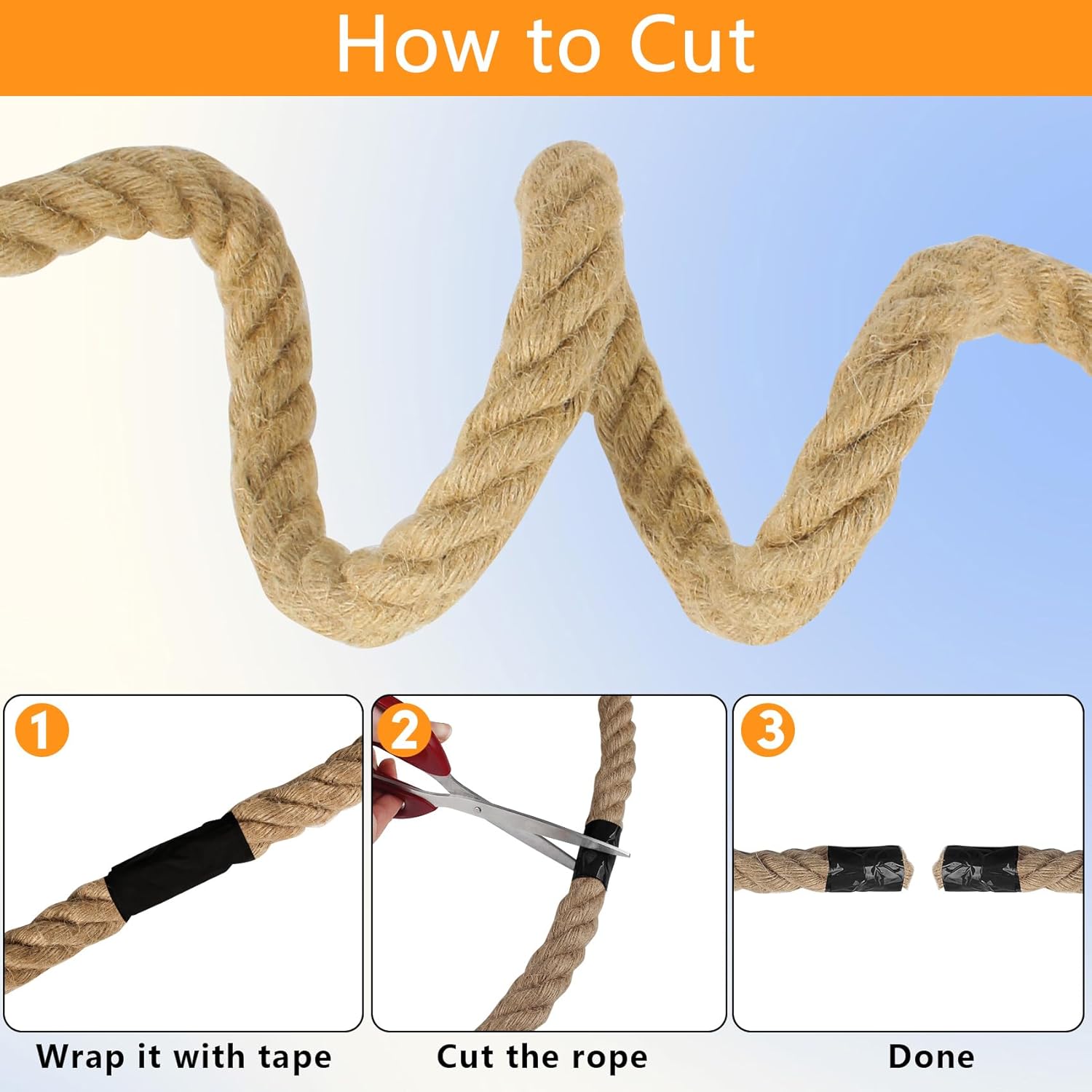 1/2 Inch X 25 Ft DEDU Hemp Rope - Twisted 4 Strand Natural Manila Rope for Crafts, Camping, DIY Projects - Heavy Duty Multipurpose Rope for Swing Bed, Tug of War, Docks