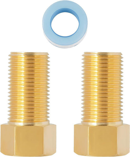 1/2'' Male to Female Brass Pipe Extension Fittings for Tub Spout - 2 Pcs, 50MM Length