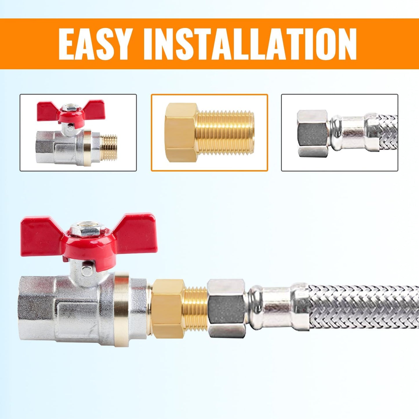 1/2'' Male to Female Brass Pipe Extension Fittings for Tub Spout - 2 Pcs, 50MM Length