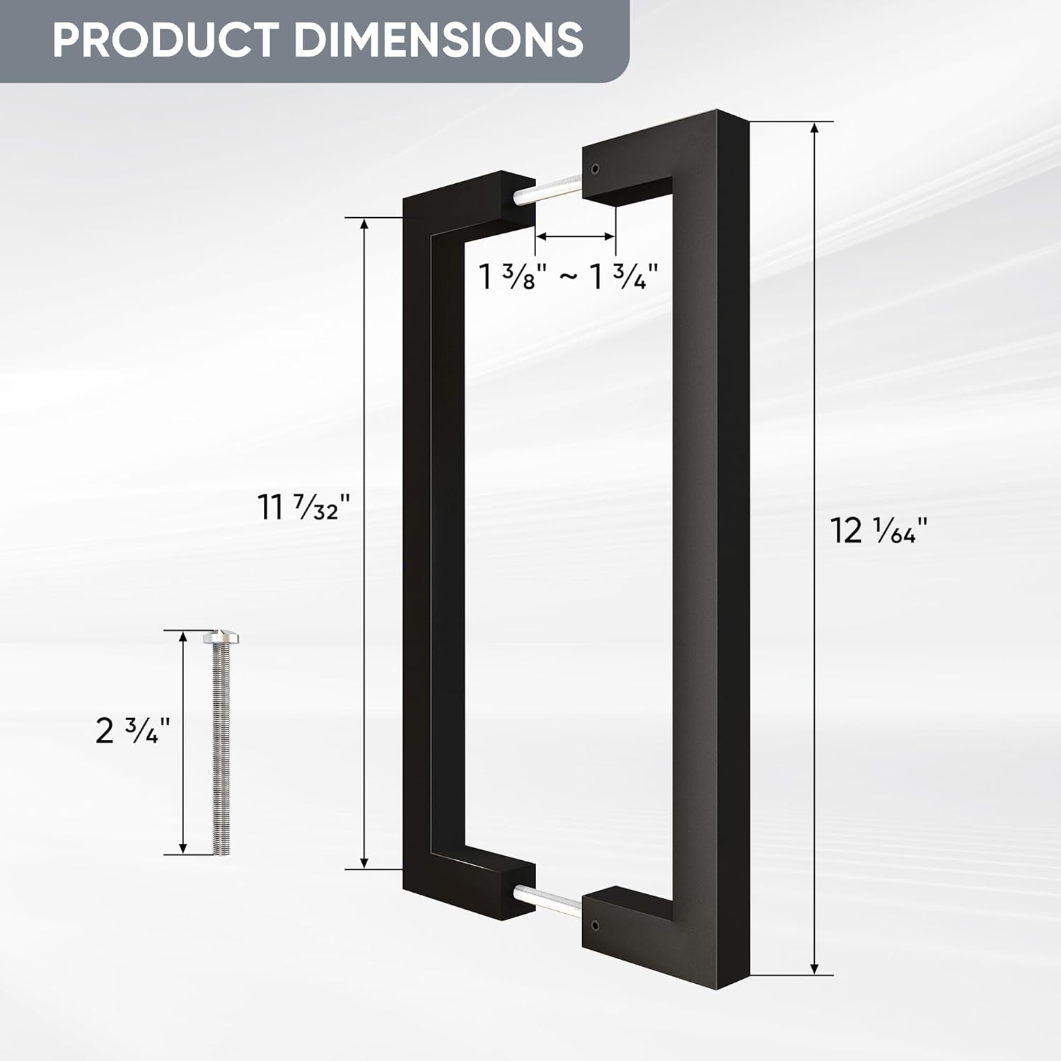 12" Matte Black Push Pull Bar Handle for Sliding Barn Doors - Heavy Duty Double Sided Industrial Grab Bar for Wood Doors and Garages
