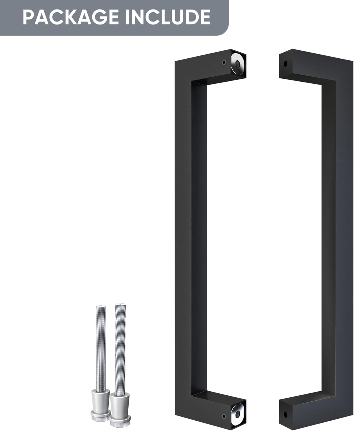 12" Matte Black Push Pull Bar Handle for Sliding Barn Doors - Heavy Duty Double Sided Industrial Grab Bar for Wood Doors and Garages
