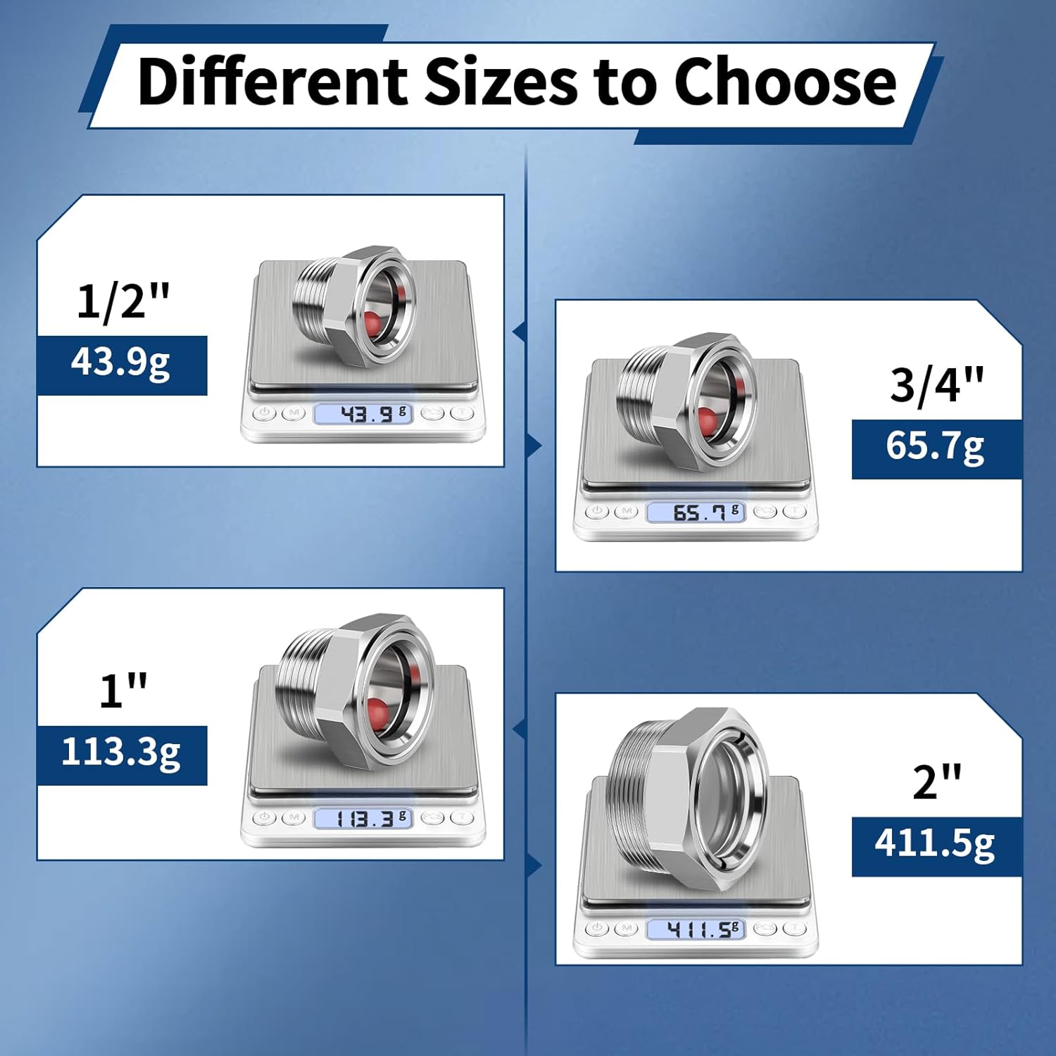 1/2'' NPT Stainless Steel Oil Sight Glass with Float Ball for Air Compressor - Tank Oil Level Indicator