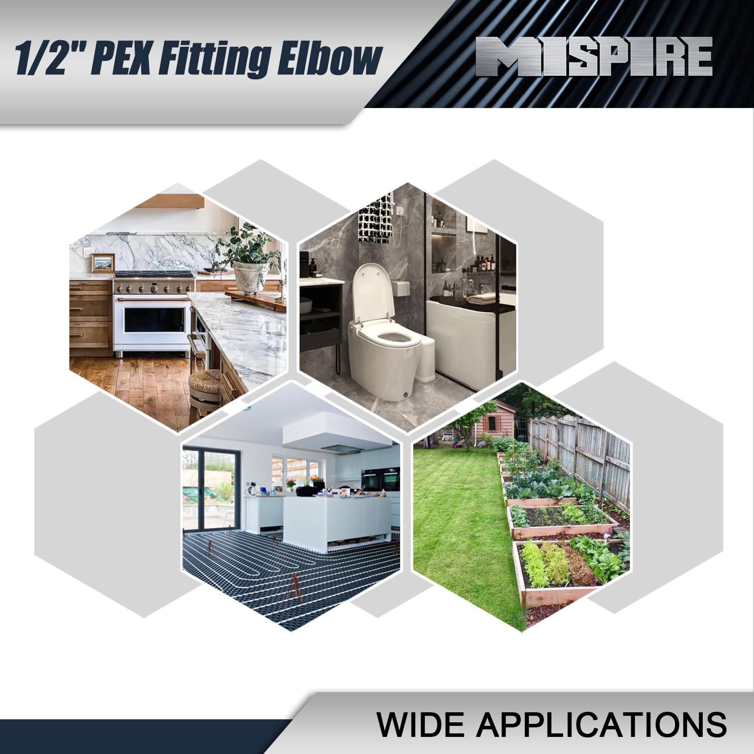 (12-Pack) 1/2" 90 Degree Elbow Barb Crimp Fittings for PEX Pipe - Lead-Free Brass Fittings by MISPIRE