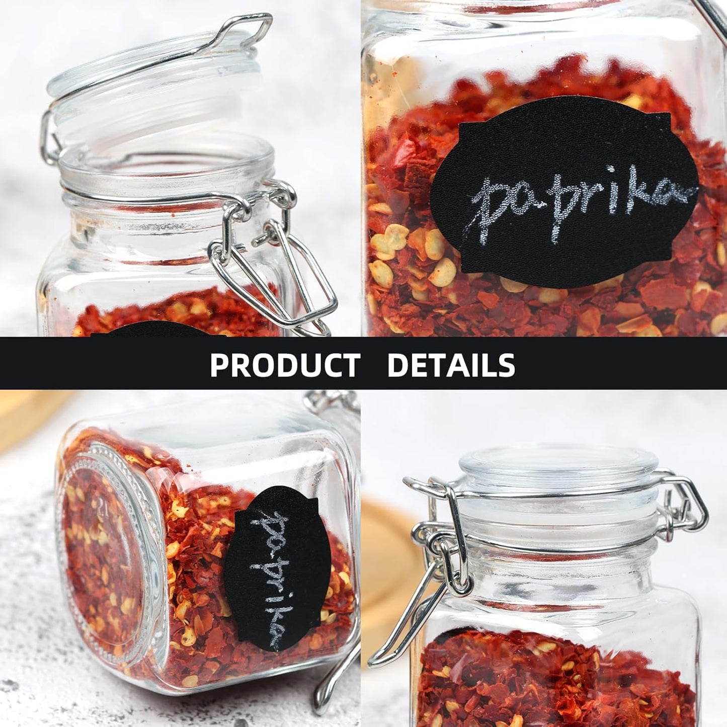 12-Pack 3.4 oz Glass Spice Jars with Airtight Lids, Mini Herb Containers for Kitchen - Includes Chalkboard Labels and Marker