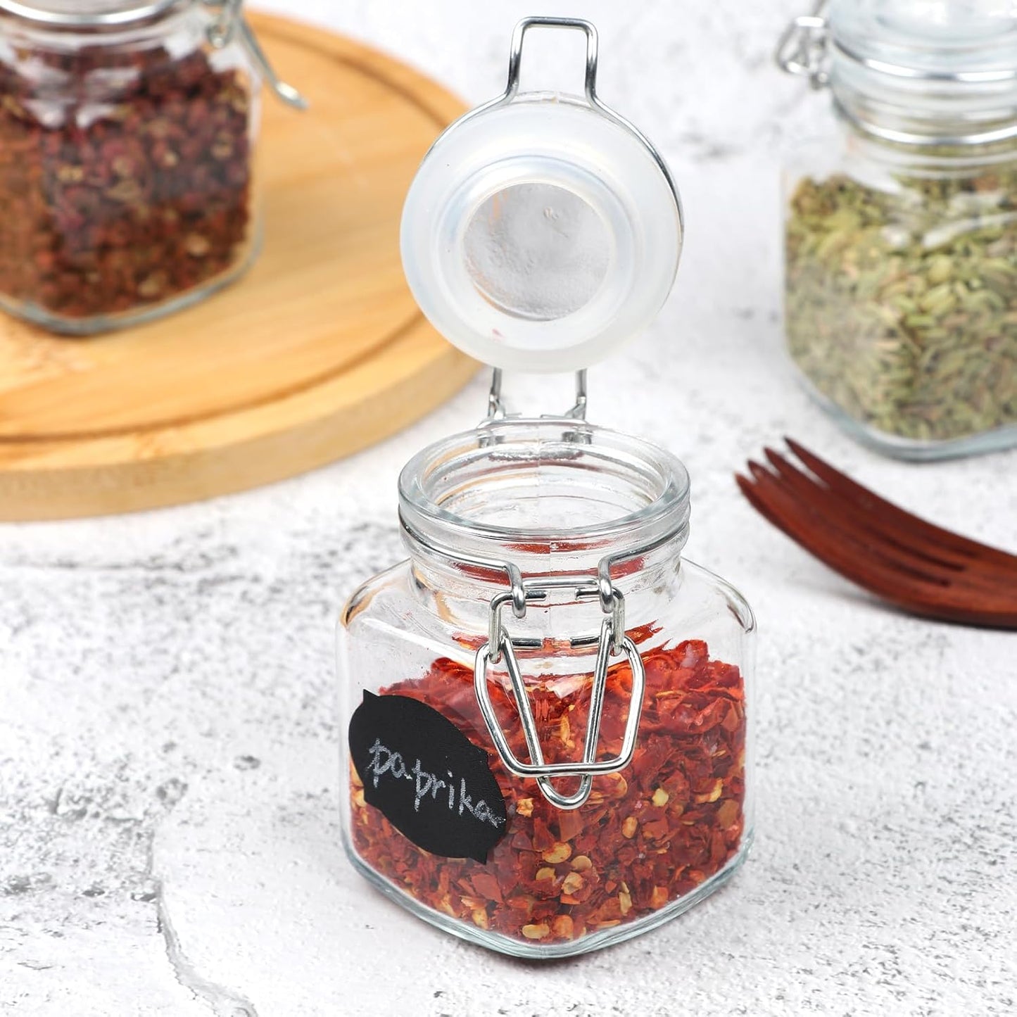 12-Pack 3.4 oz Glass Spice Jars with Airtight Lids, Mini Herb Containers for Kitchen - Includes Chalkboard Labels and Marker