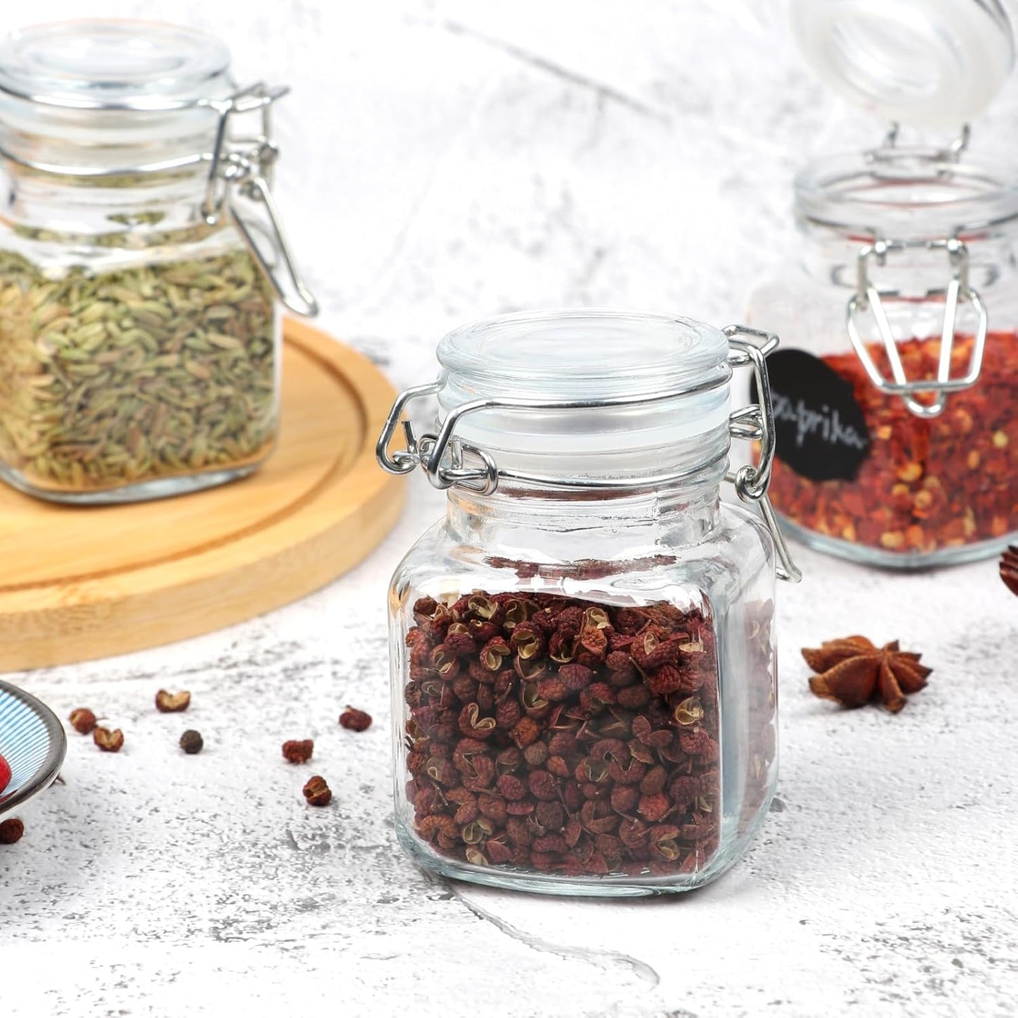 12-Pack 3.4 oz Glass Spice Jars with Airtight Lids, Mini Herb Containers for Kitchen - Includes Chalkboard Labels and Marker