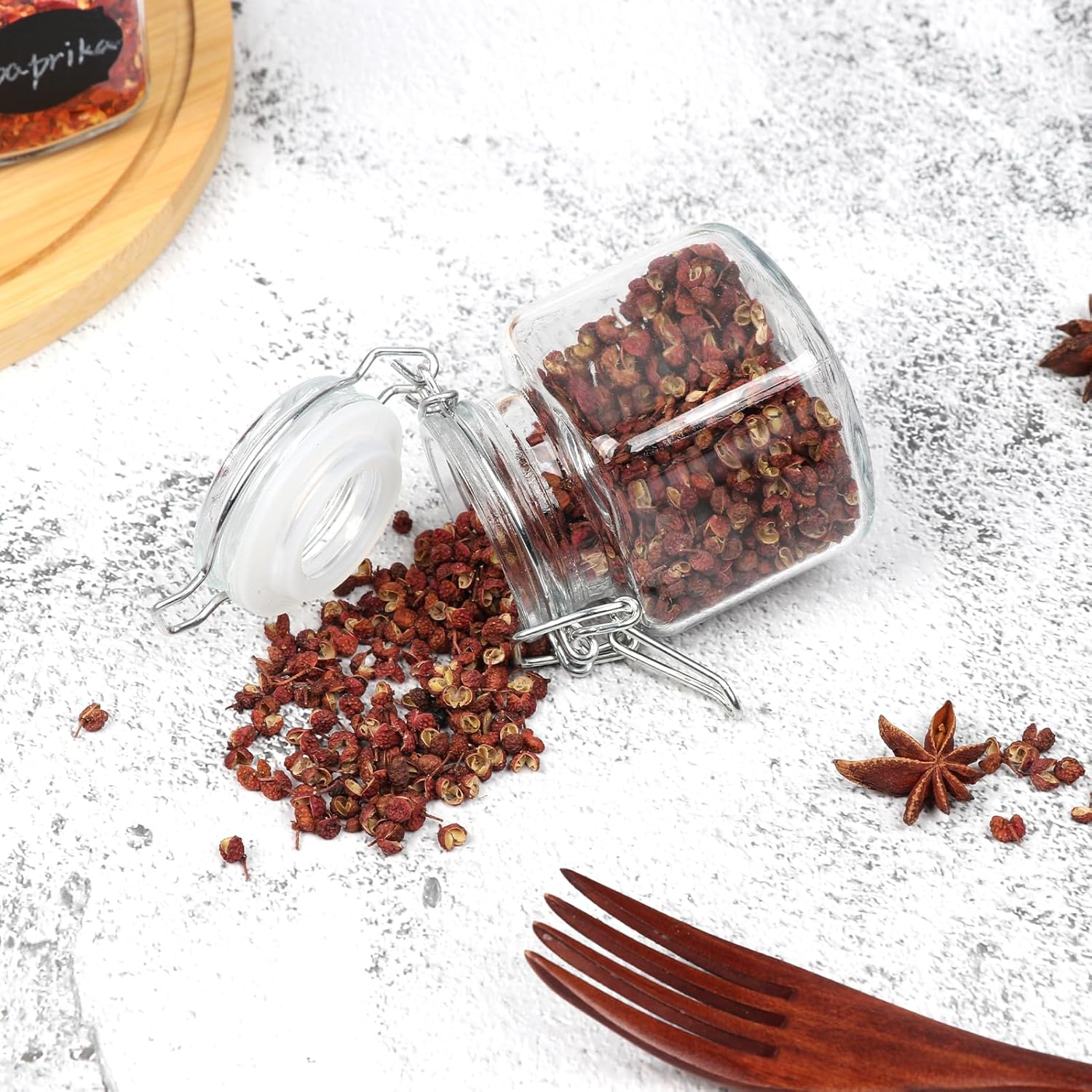 12-Pack 3.4 oz Glass Spice Jars with Airtight Lids, Mini Herb Containers for Kitchen - Includes Chalkboard Labels and Marker