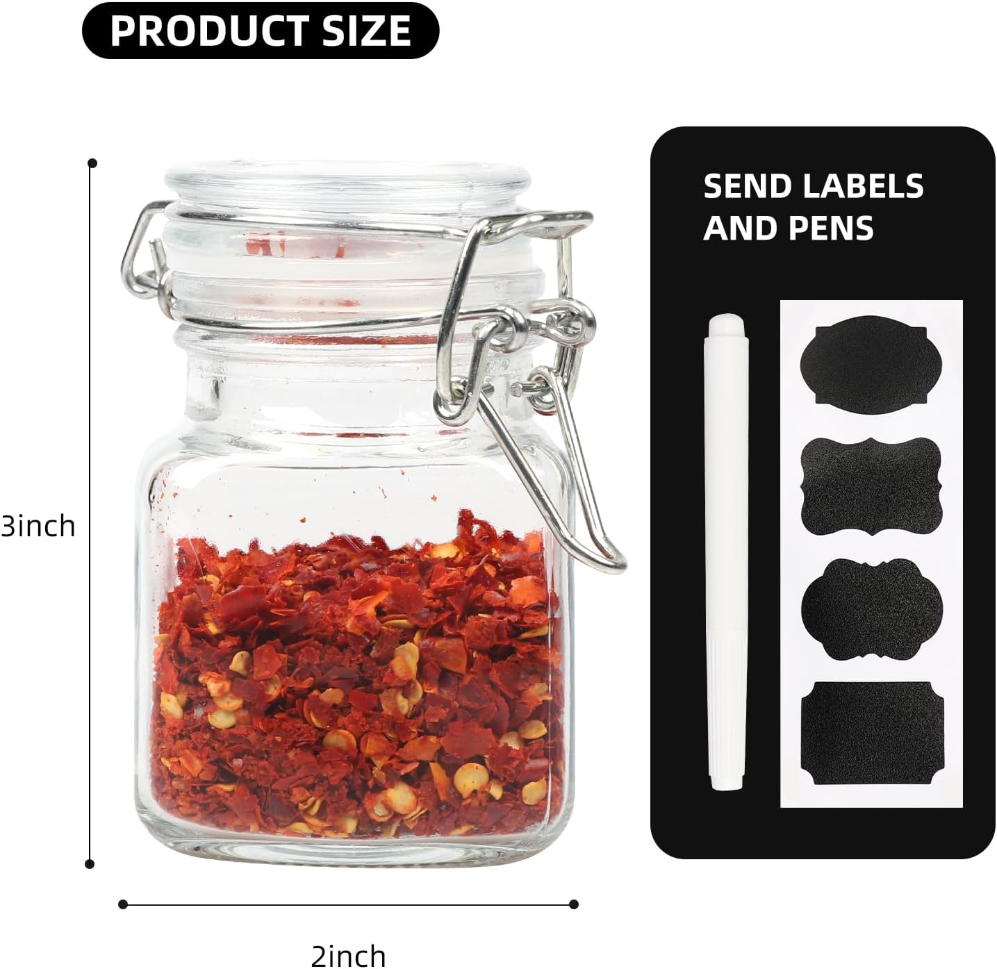 12-Pack 3.4 oz Glass Spice Jars with Airtight Lids, Mini Herb Containers for Kitchen - Includes Chalkboard Labels and Marker