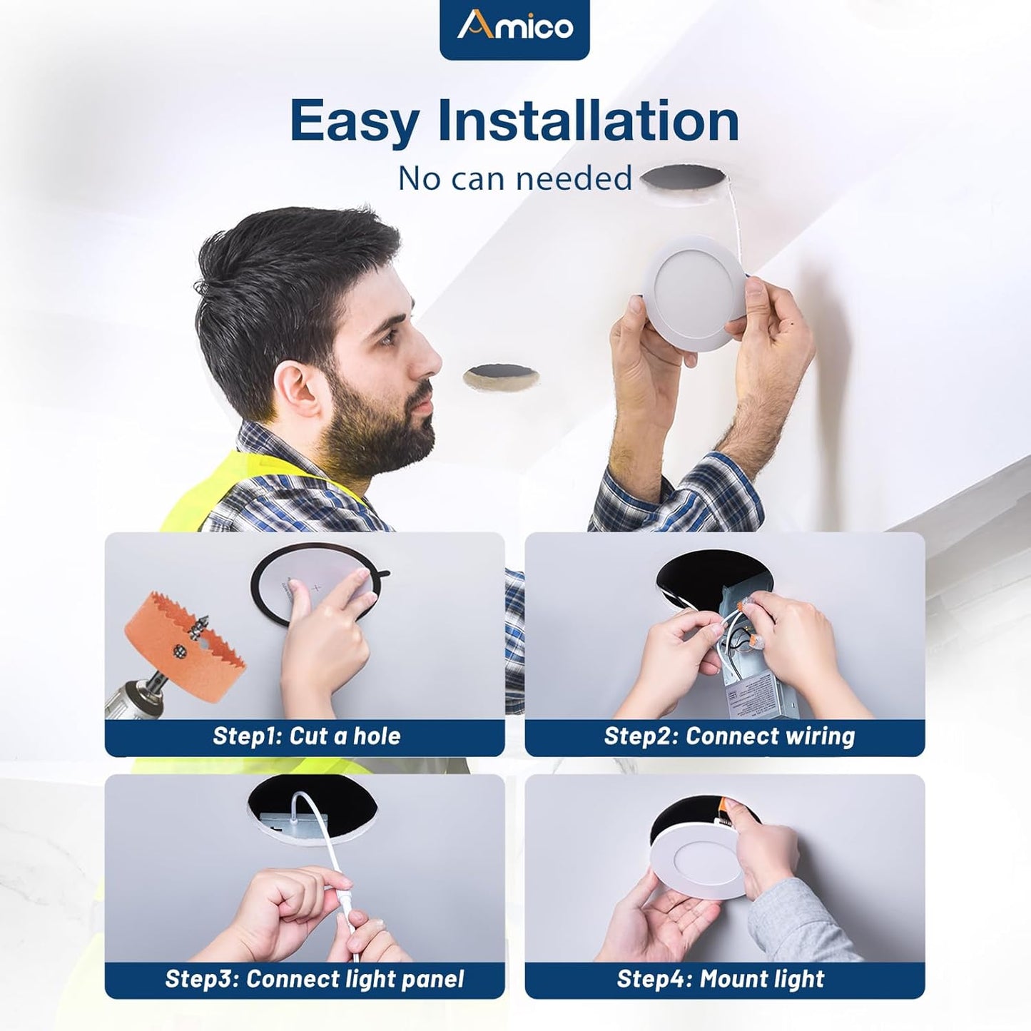 12 Pack 4 Inch Ultra-Thin LED Recessed Dimmable Can Light with Junction Box - 5CCT Selectable - 800LM High Brightness - ETL&FCC - 11W Eqv 70W