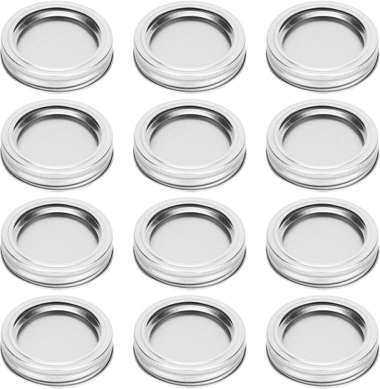 12 Pack 70mm Round Regular Mouth Split-Type Jar Lid Covers for Honey Canning - Silver Color