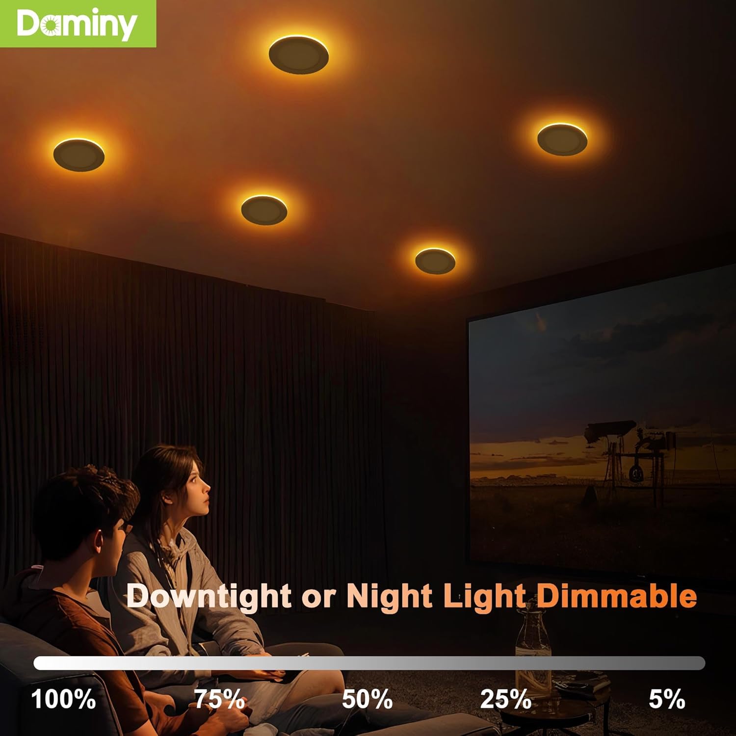 12-Pack DAMINY 6 Inch 5CCT LED Recessed Light with Night Light - Ultra-Thin, Canless, 12W=110W, 1000LM, Dimmable Wafer Lights - ETL Certified