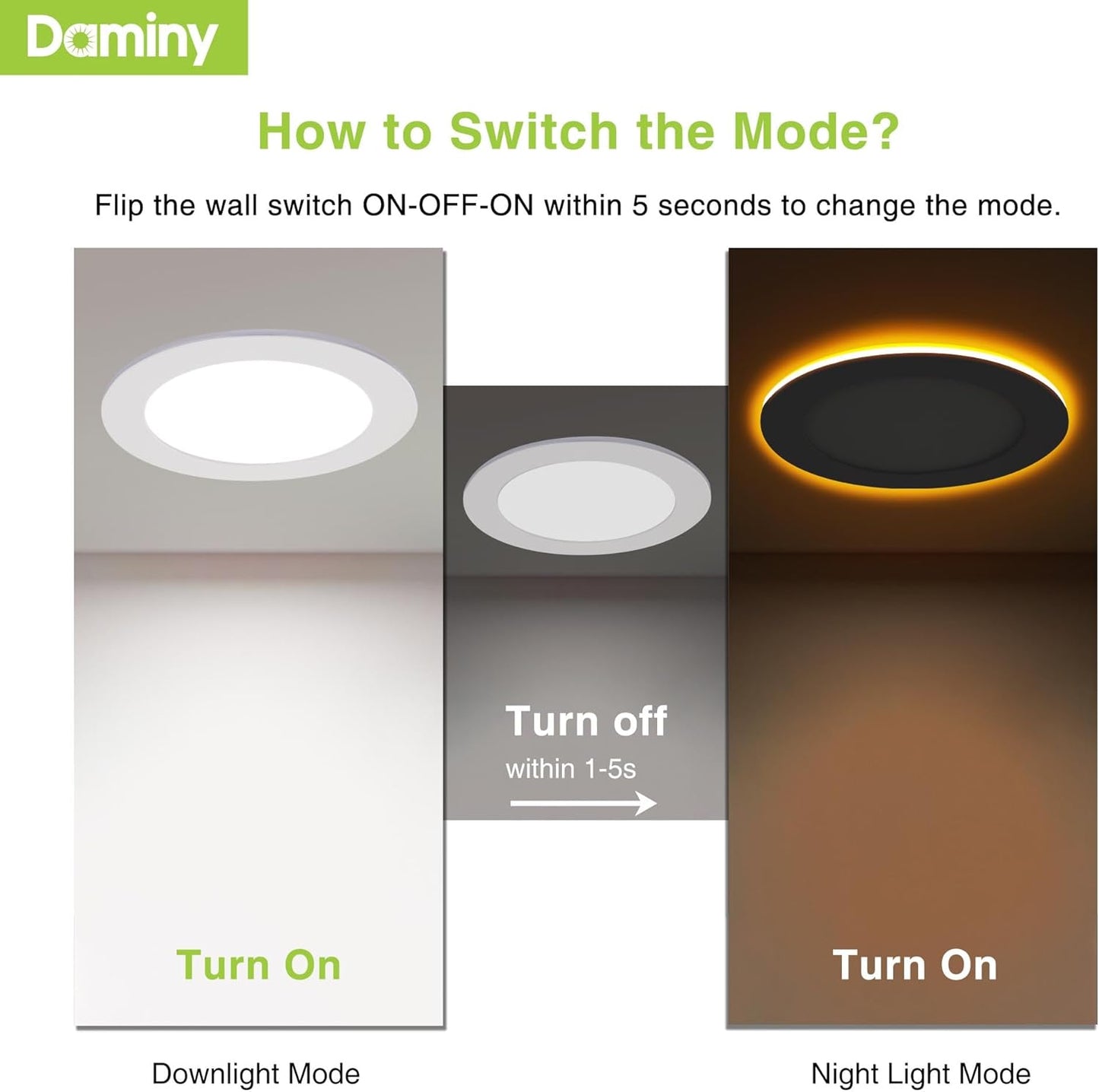 12-Pack DAMINY 6 Inch 5CCT LED Recessed Light with Night Light - Ultra-Thin, Canless, 12W=110W, 1000LM, Dimmable Wafer Lights - ETL Certified