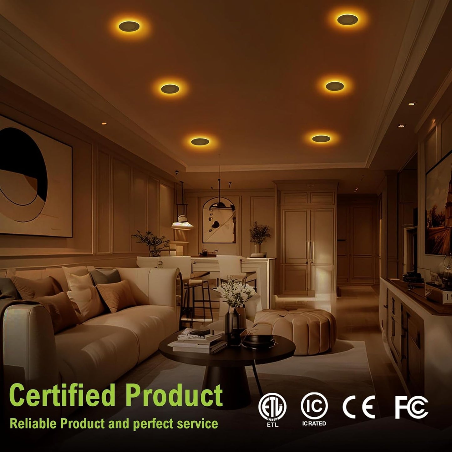 12-Pack DAMINY 6 Inch 5CCT LED Recessed Light with Night Light - Ultra-Thin, Canless, 12W=110W, 1000LM, Dimmable Wafer Lights - ETL Certified